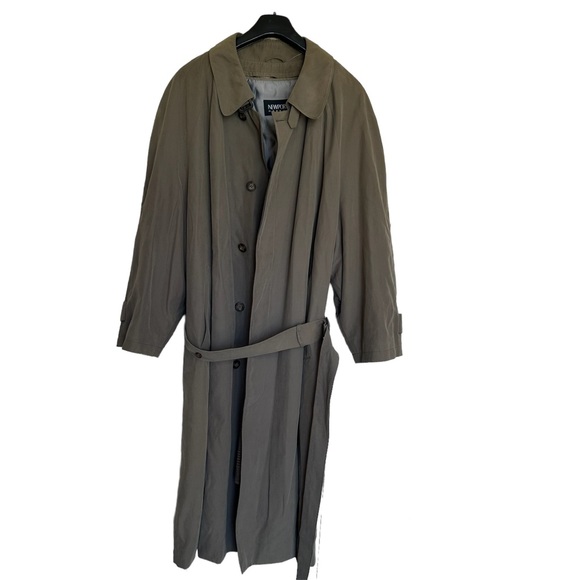 Vintage Newport Harbor Army Green Dual Layer Trench Coat - Picture 11 of 11